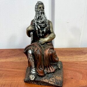 Moses Figurine Ten Commandments Crafted From Coal Metallic Detail Statue